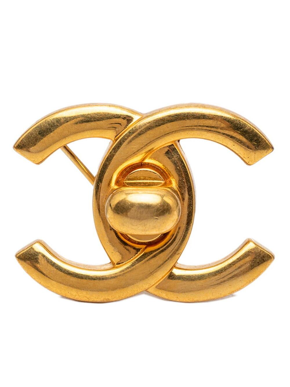 Chanel Cc Logo Turnlock Brooch Metal #287757C10B